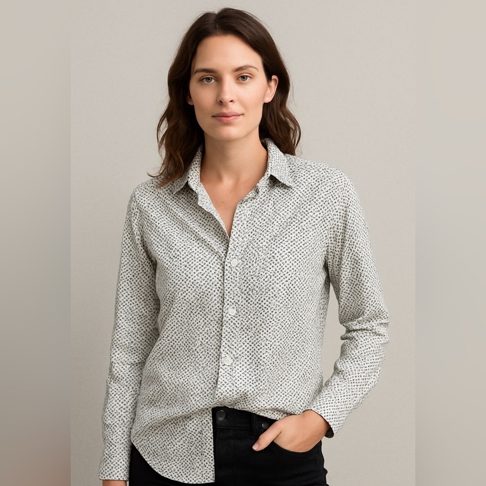 Frank & Eileen Finbar 100% Cotton Button Down Shirt Heart Print